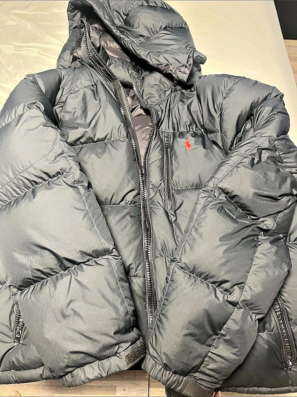 Polo Ralph Lauren Performance Hooded Down Puffer Jacket Gray